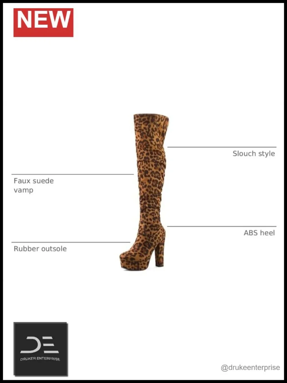 Chunky Heel Platform Thigh High Boots Faux Suede